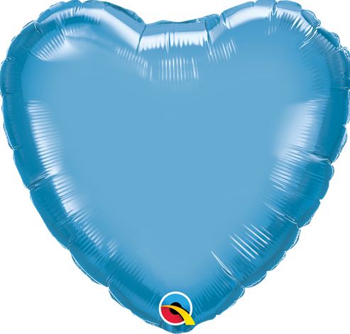 QUALATEX 18" HEART CHROME BLUE PLAIN FOIL - Click Image to Close