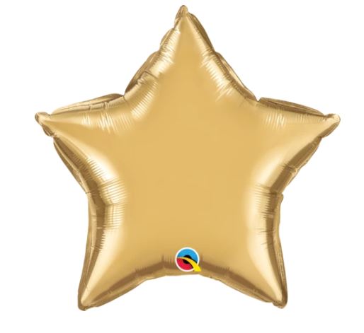 20" Star Chrome Gold Plain Foil Balloon - Click Image to Close