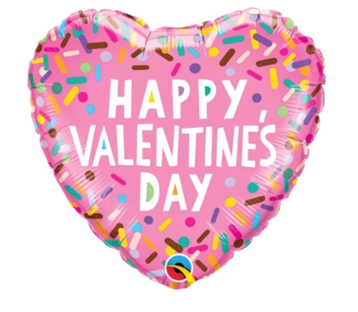 QUALATEX 09" HEART VALENTINE'S SPRINKLES BALLOON - Click Image to Close