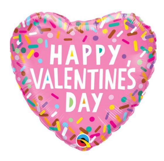 QUALATEX 18" HEART VALENTINE'S SPRINKLES BALLOON - Click Image to Close