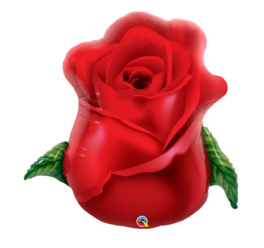 QUALATEX 33" SHAPE RED ROSE BUD BALLOON - Click Image to Close