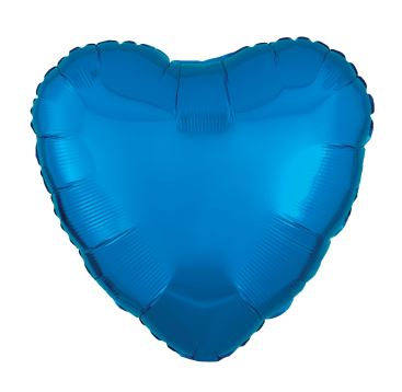 Amscan Metallic Blue Heart Standard Foil Balloons - Click Image to Close