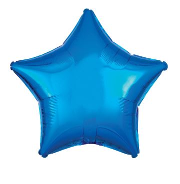 Amscan Metallic Blue Star Standard Foil Balloons - Click Image to Close