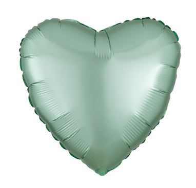 Amscan Silk Lustre Mint Green Heart Standard Foil Balloons - Click Image to Close