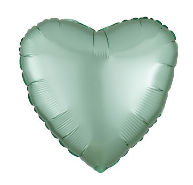 Amscan Silk Lustre Mint Green Heart Standard Foil Balloons