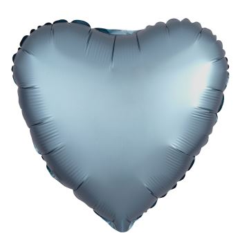 Amscan Silk Lustre Steel Blue Heart Standard Foil Balloons - Click Image to Close