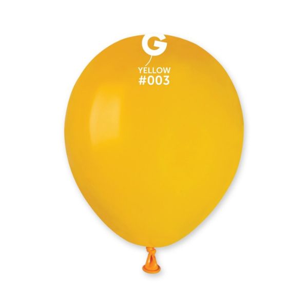 GEMAR 5" PK50 LATEX BALLOONS YELLOW #003 - Click Image to Close