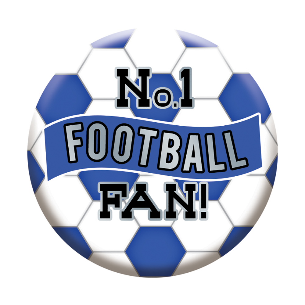 Football Badges 5.5cm - Blue and White - Click Image to Close