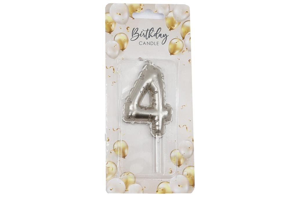 Silver Balloon Candle 6cm Number 4 - Click Image to Close