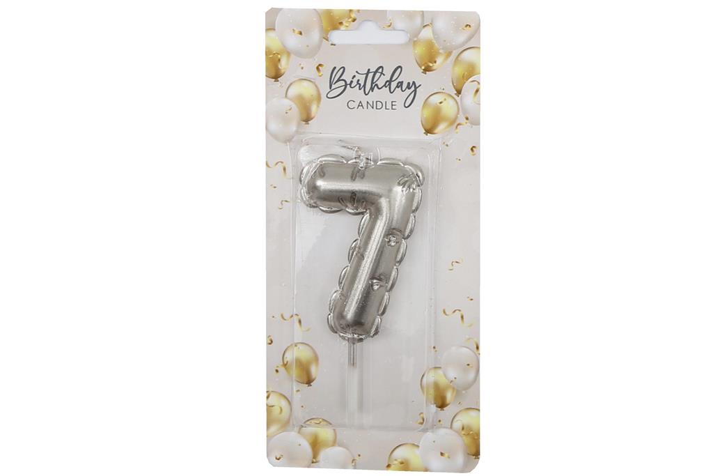 Silver Balloon Candle 6cm Number 7 - Click Image to Close
