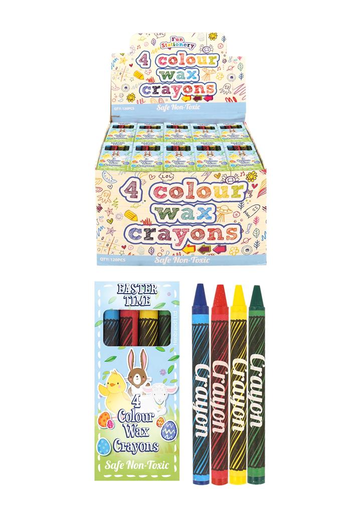 MINI EASTER 8CM WAX CRAYON 4 PACK X 120 ( 10P EACH ) - Click Image to Close