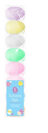 HANGING GLITTER EGGS 8 PACK - Click Image to Close