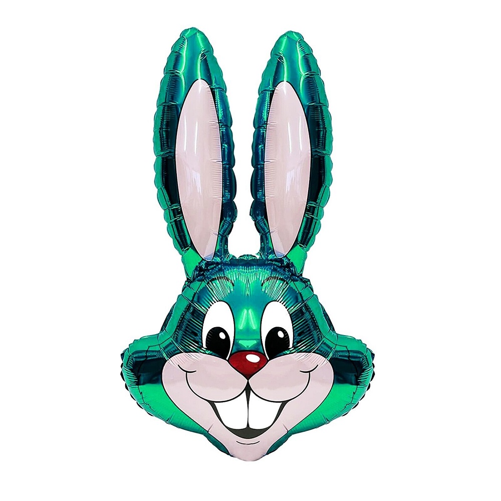 35" Green Bunny Rabbit Head Foil Balloon Packaged - Click Image to Close