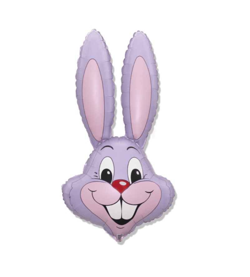 35" Lilac Bunny Rabbit Head Foil Balloon Packaged - Click Image to Close