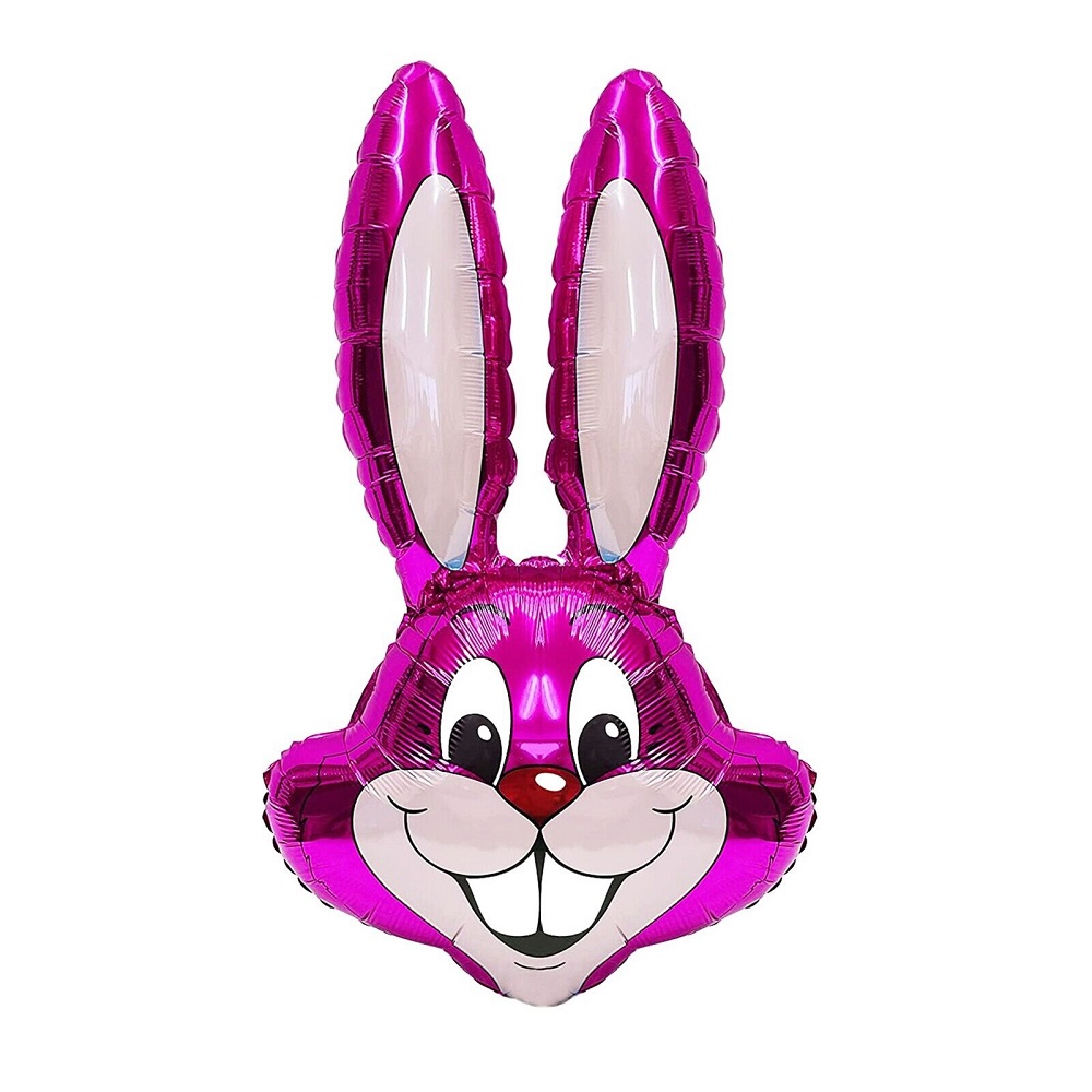 35" Pink Bunny Rabbit Head Foil Balloon Packaged - Click Image to Close