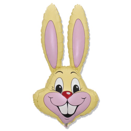 35" Yellow Bunny Rabbit Head Foil Balloon Packaged - Click Image to Close