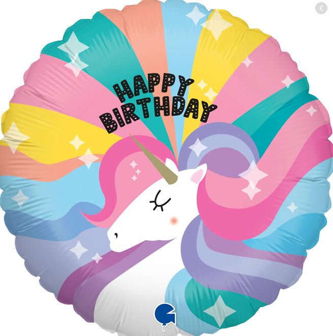 9" BIRTHDAY UNICORN BALLOON - Click Image to Close