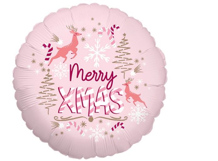 Pink 18" Christmas Balloon - Click Image to Close