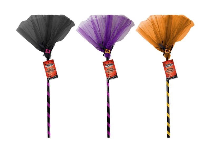 Halloween Witches Broomstick With Netting 80cm - Click Image to Close