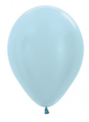 Sempertex 12" Pearl ( Satin ) Blue Latex Balloons 12 Pack - Click Image to Close