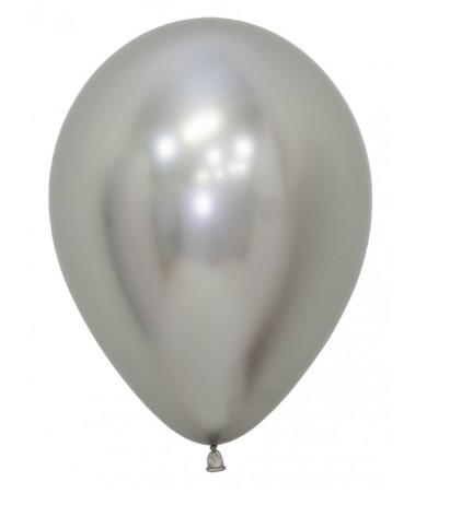 Sempertex 12" Reflex Silver Latex Balloons 50 Pack - Click Image to Close