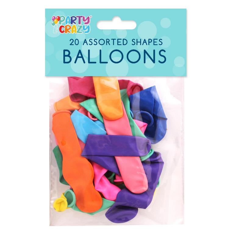20 Assorted Shape Balloons - Click Image to Close