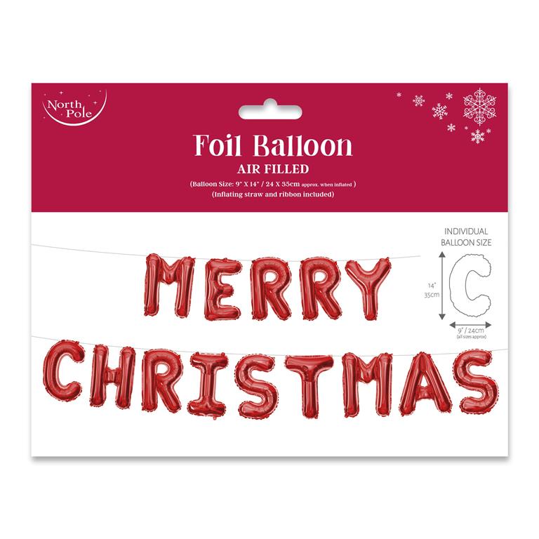 XMAS FOIL LETTER BALLOON RED - Click Image to Close