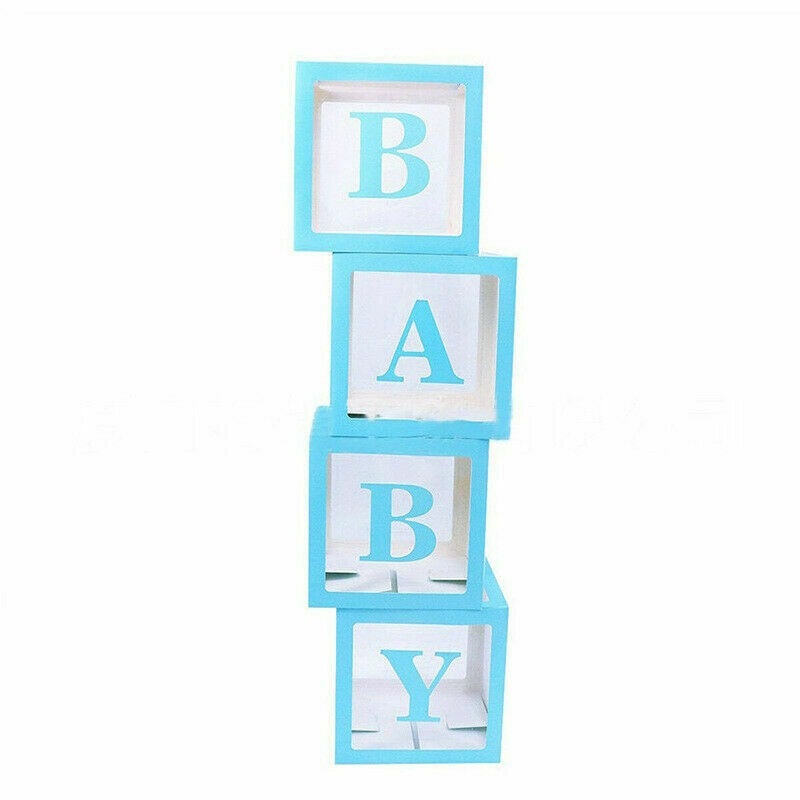 SET OF 4 BLUE BABY BALLOON BOXES 30CM X 30CM - Click Image to Close